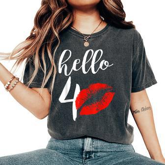 Hello 40 Red Lip Kisses Birthday For Mom Grandma Women's Oversized Comfort T-shirt | Mazezy
