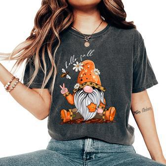 Hello Fall Happy Thanksgiving Gnome Pumpkin Fall Season Women's Oversized Comfort T-Shirt - Monsterry