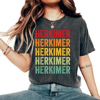 Herkimer County New York Rainbow Text Women's Oversized Comfort T-Shirt | Mazezy