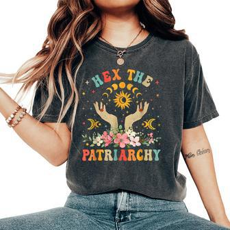 Hex The Patriarchy Halloween Witch Vibes Feminist Floral Women's Oversized Comfort T-Shirt - Seseable