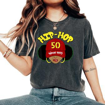 Hip Hop Is 50 50Th Anniversary Afro Puffs Black Women's Oversized Comfort T-Shirt - Monsterry CA