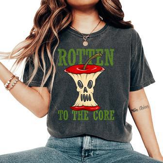Horror Rotten To The Core Scary Skeleton Face Apple Core Scary Women's Oversized Comfort T-Shirt | Mazezy
