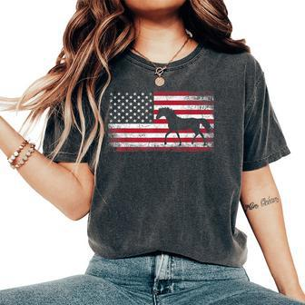 Horse Riding Cowboy Cowgirl 4Th Of July American Flag Usa Women's Oversized Comfort T-shirt | Mazezy