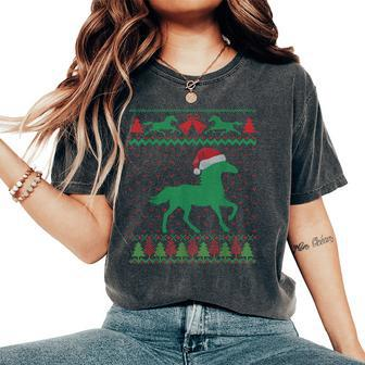 Horse Ugly Christmas Sweater Women's Oversized Comfort T-Shirt - Monsterry DE