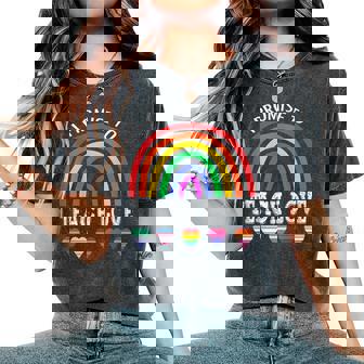 I Promise To Teach Love Lgbtq Pride Proud Ally Teacher Women's Oversized Graphic Print Comfort T-shirt - Thegiftio UK