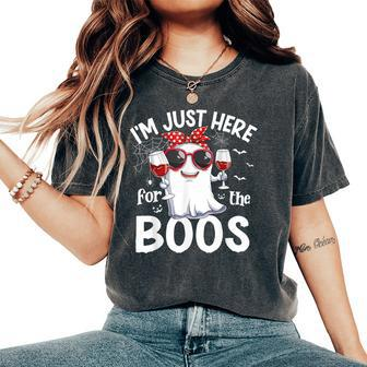I'm Just Here For The Boos Halloween Ghost WIne Women's Oversized Comfort T-Shirt - Seseable