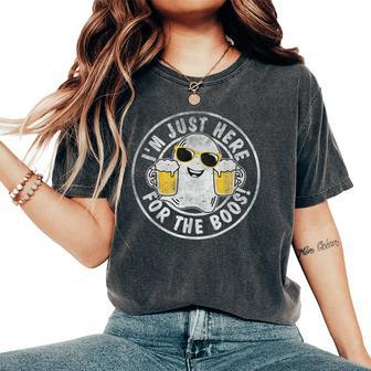 I'm Just Here For The Boos Ghost Beer Retro Halloween Women's Oversized Comfort T-Shirt - Seseable