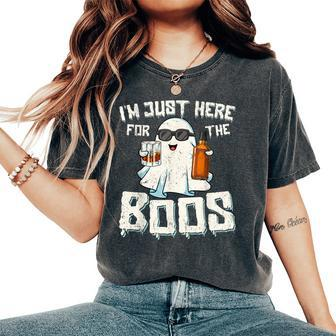 I'm Just Here For The Boos Halloween Ghost Bourbon Whiskey Women's Oversized Comfort T-Shirt