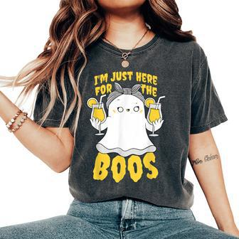 I'm Just Here For The Boos Halloween Ghost Cute Women's Oversized Comfort T-Shirt - Seseable