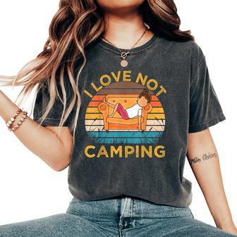 Indoorsy Girls I Love Not Camping Vintage Homebody Mom Girl Women's Oversized Comfort T-shirt | Mazezy