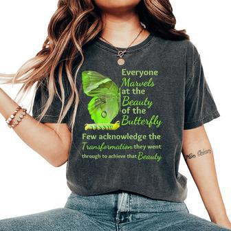 Inspirational Butterfly Transformation Mental Health Women's Oversized Comfort T-Shirt | Mazezy