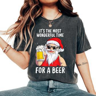 It's The Most Wonderful Time For A Beer Christmas Santa Hat Women's Oversized Comfort T-Shirt - Thegiftio UK
