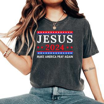 Jesus 2024 Make America Pray Again Men Women Gift Funny Women's Oversized Graphic Print Comfort T-shirt - Thegiftio UK