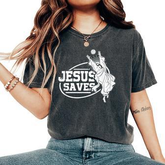 Jesus Saves Volleyball Girls Women Women's Oversized Comfort T-Shirt | Mazezy