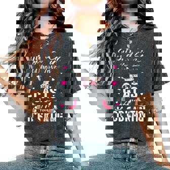 Just A Girl Who Loves Cats And Ice Skating Skate Girl Women's Oversized Comfort T-Shirt | Mazezy