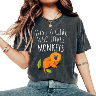 Just A Girl Who Loves Monkeys Golden Lion Tamarin Women's Oversized Comfort T-Shirt | Mazezy
