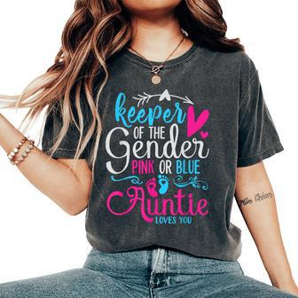Keeper Of The Gender Auntie Loves You Aunt Baby Announcement Women's Oversized Comfort T-Shirt - Monsterry DE