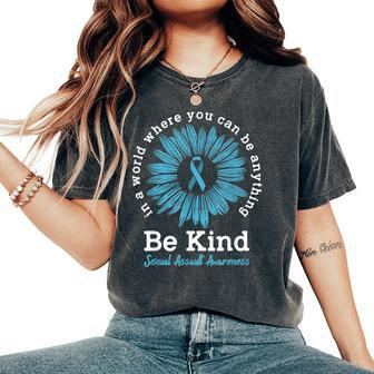 Be Kind Sexual Assault Awareness Sunflower Ribbon Kindness Women's Oversized Comfort T-shirt | Mazezy CA