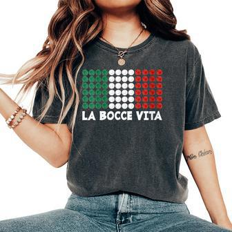 La Bocce Vita Italian Flag Colors Italian Patriot Bocce Women's Oversized Comfort T-Shirt - Thegiftio UK