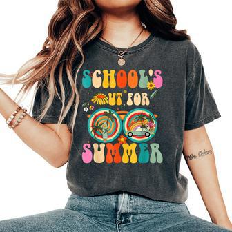 Last Day Of Schools Out For Summer Teacher Sunglasses Groovy Women's Oversized Comfort T-shirt | Mazezy