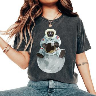 Lemur Astronaut Sitting Moon Space Animal Coquerel's Sifaka Women's Oversized Comfort T-Shirt | Mazezy