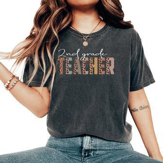 Leopard 2Nd Grade Teacher Job Title School Worker Women's Oversized Comfort T-shirt | Mazezy