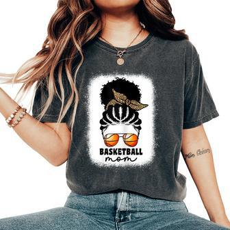 Leopard Basketball Mom Black Women African American Afro Mom Women's Oversized Comfort T-shirt | Mazezy