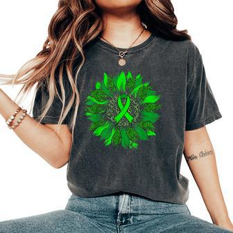 Leopard Sunflower Mental Health Awareness Green Ribbon Women Women's Oversized Comfort T-shirt | Mazezy