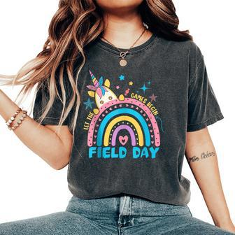 Let The Games Begin Field Day Cute Unicorn Rainbow Women's Oversized Comfort T-shirt | Mazezy