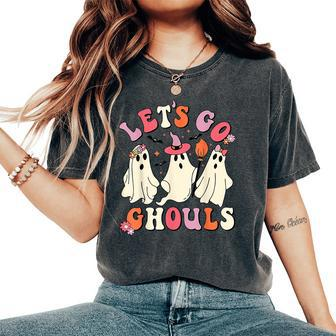 Let's Go Ghouls Halloween Ghost Costume Girls Women's Oversized Comfort T-Shirt - Seseable