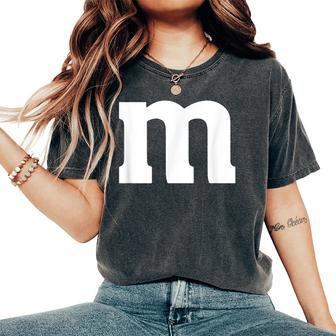 Letter M Simple Lazy Halloween Costume Party Women's Oversized Comfort T-Shirt - Seseable