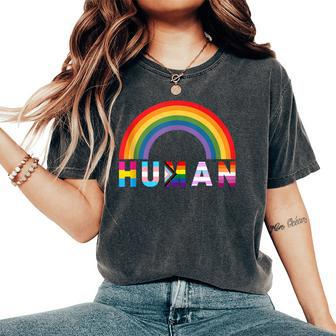 Lgbtq Pride Rainbow Human Clothing Women's Oversized Graphic Print Comfort T-shirt - Monsterry AU