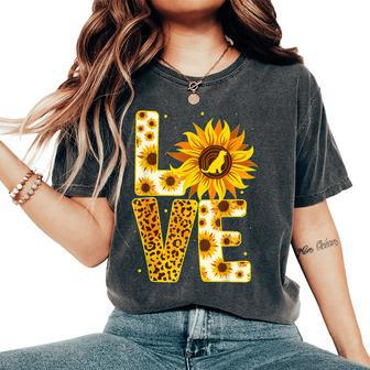 Love Golden Retriever Sunflower For Dog Lover Women's Oversized Comfort T-shirt | Mazezy