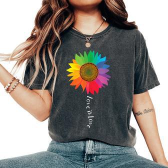 Love Is Love Sunflower Gay Pride Rights Lgbtq Women's Oversized Comfort T-shirt | Mazezy