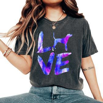 Love Treeing Tennessee Brindle Watercolor Blue Dog Mom Dad Women's Oversized Comfort T-Shirt | Mazezy