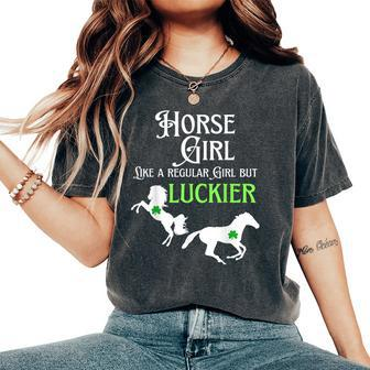 Lucky Cowgirl Horse Girl St Paddys Day Women's Oversized Comfort T-shirt | Mazezy