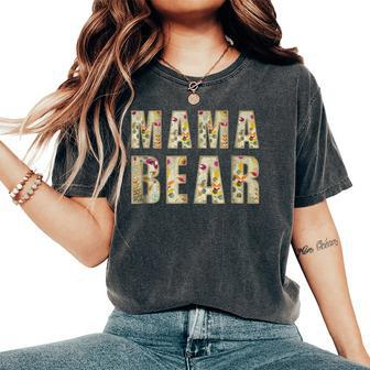 Mama Bear Floral Boho Mom Graphic Women's Oversized Comfort T-shirt | Mazezy