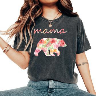 Mama Bear Matching Family Pajama Floral Women's Oversized Comfort T-shirt | Mazezy