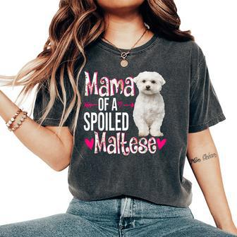 Mama Of A Spoiled Maltese Happy Floral Dog Women's Oversized Comfort T-shirt | Mazezy