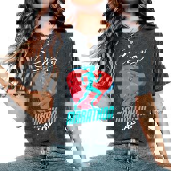 Marathon Funny Crazy Marathon Lady Runner Running Gift For Womens Women's Oversized Graphic Print Comfort T-shirt - Thegiftio