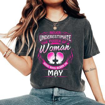 May Gemini Woman Zodiac Birthday Never Underestimate Women's Oversized Comfort T-Shirt - Thegiftio UK