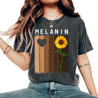 Melanin Shades Black Pride Men Women Sunflower Lovers Women's Oversized Comfort T-shirt | Mazezy