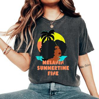 Melanin Summertime Fine Afro Love Women Women's Oversized Graphic Print Comfort T-shirt - Monsterry CA