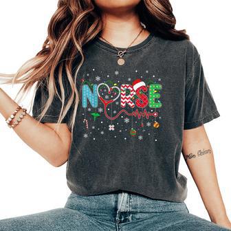 Merry Christmas Nurse Xmas Scrub Nurse Christmas Pattern Women's Oversized Comfort T-Shirt - Thegiftio