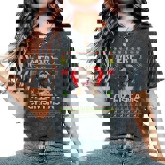 Merry Christmas Pug Dog Ugly Sweater Women's Oversized Comfort T-Shirt | Mazezy