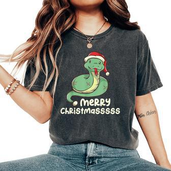 Merry Christmasss Snake Serpent Ugly Christmas Sweater Women's Oversized Comfort T-Shirt | Seseable CA