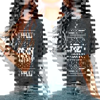 Merry Christmath Ugly Christmas Sweater Math Teacher Women's Oversized Comfort T-Shirt | Mazezy