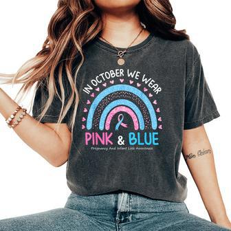 Messy Bun Blue And Pink Pregnancy And Infant Loss Awareness Women's Oversized Comfort T-Shirt - Seseable