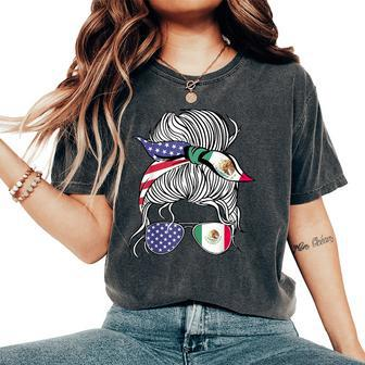 Mexican American Patriot Grown Proud Girl Flag Women's Oversized Comfort T-Shirt - Seseable