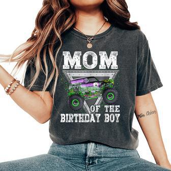 Mom Of The Birthday Boy Monster Truck Birthday Family Party Women's Oversized Comfort T-Shirt - Thegiftio UK